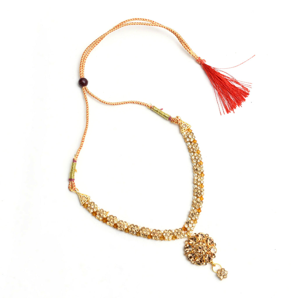Mominos Fashion Johar Kamal Gold-Plated Brass Finish Stone Choker For Women (Golden) - Distacart