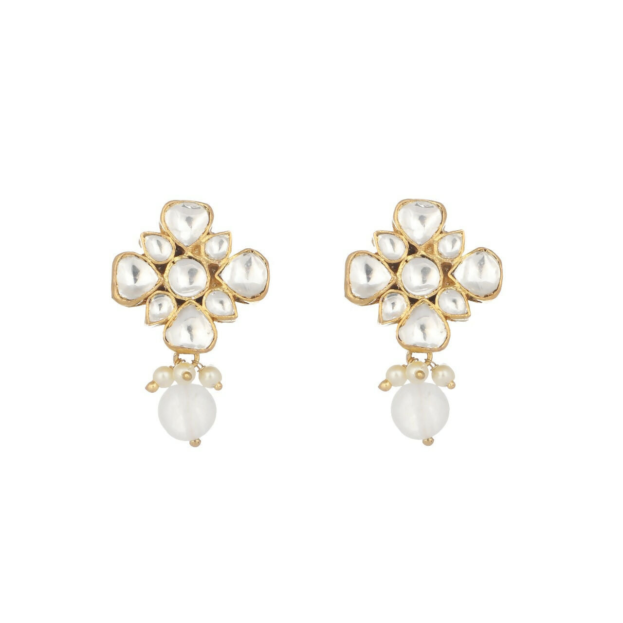 Nuyug 22K Gold Plated Kundan Paradise Stud Earrings - Distacart
