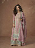 Anaita Pink Chinon Readymade Palazzo Suit with Embroidery Sequence Work - Distacart