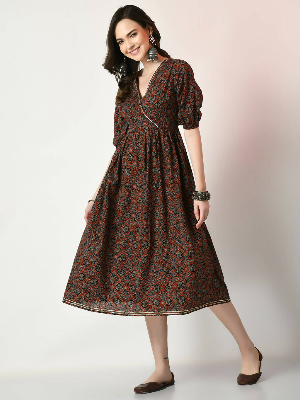 Myshka Women's Multi Empire Printed Dress - Distacart