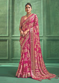 Joban Fashion Pinkdull Moss Brasso With Kasab Zari Border Saree & Tassels With Brasso Blouse - Distacart