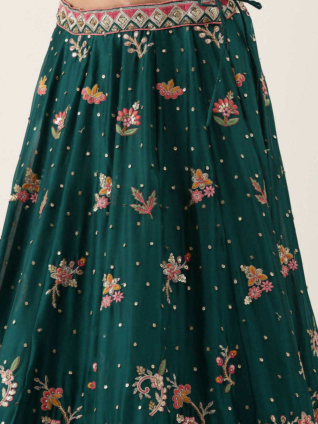 House of Panchhi Teal Pure Georgette Sequinse Work Lehenga & Blouse with Dupatta