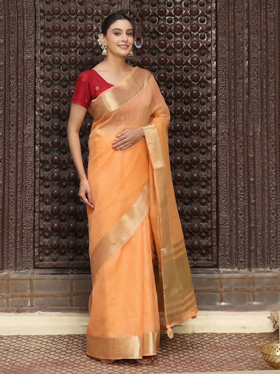 Shree Shyam Fashion Orange Cotton Saree - Distacart