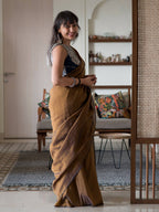 Suta Brown Solid Cotton Blend Saree - Distacart