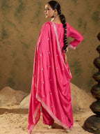 Indo Era Ethnic Motifs Embroidered Thread Work Kurta with Trousers & Dupatta - Distacart