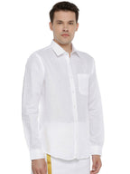 Ramraj Cotton Mens Linen Full Sleeve White Shirt