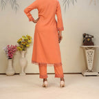 Jyoti Fashion Women's Orange Rinkal Cotton Plain with Side Pocket Kurtis & Sets