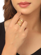 NVR Women Gold-Polished Adjustable Finger Ring