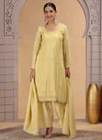 Chhap Yellow Colour Satin Silk Hand Work Salwar Suit - Distacart