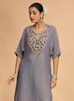 Chhap Grey Colour Organza Shimmer Hand Work Salwar Suit - Distacart