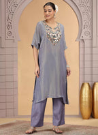 Chhap Grey Colour Organza Shimmer Hand Work Salwar Suit - Distacart