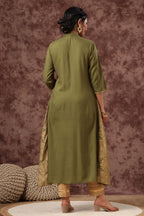 Juniper Womens Olive Rayon Foil Printed Kurta - Distacart