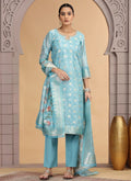 Chhap Organza Jacquard Woven and Hand Work Salwar Suit In Sky Blue Colour - Distacart