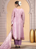 Chhap Organza Jacquard Woven and Hand Work Salwar Suit In Purple Pink Colour - Distacart