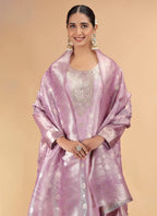 Chhap Organza Jacquard Woven and Hand Work Salwar Suit In Purple Pink Colour - Distacart