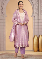 Chhap Organza Jacquard Woven and Hand Work Salwar Suit In Purple Pink Colour - Distacart