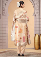 Chhap Organza Jacquard Woven and Hand Work Salwar Suit In Black Golden Colour - Distacart