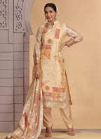 Chhap Organza Jacquard Woven and Hand Work Salwar Suit In Black Golden Colour - Distacart