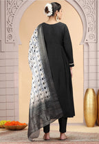 Chhap Chiffon Printed and Hand Work Salwar Suit In Black Colour - Distacart