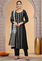 Chhap Chiffon Printed and Hand Work Salwar Suit In Black Colour - Distacart