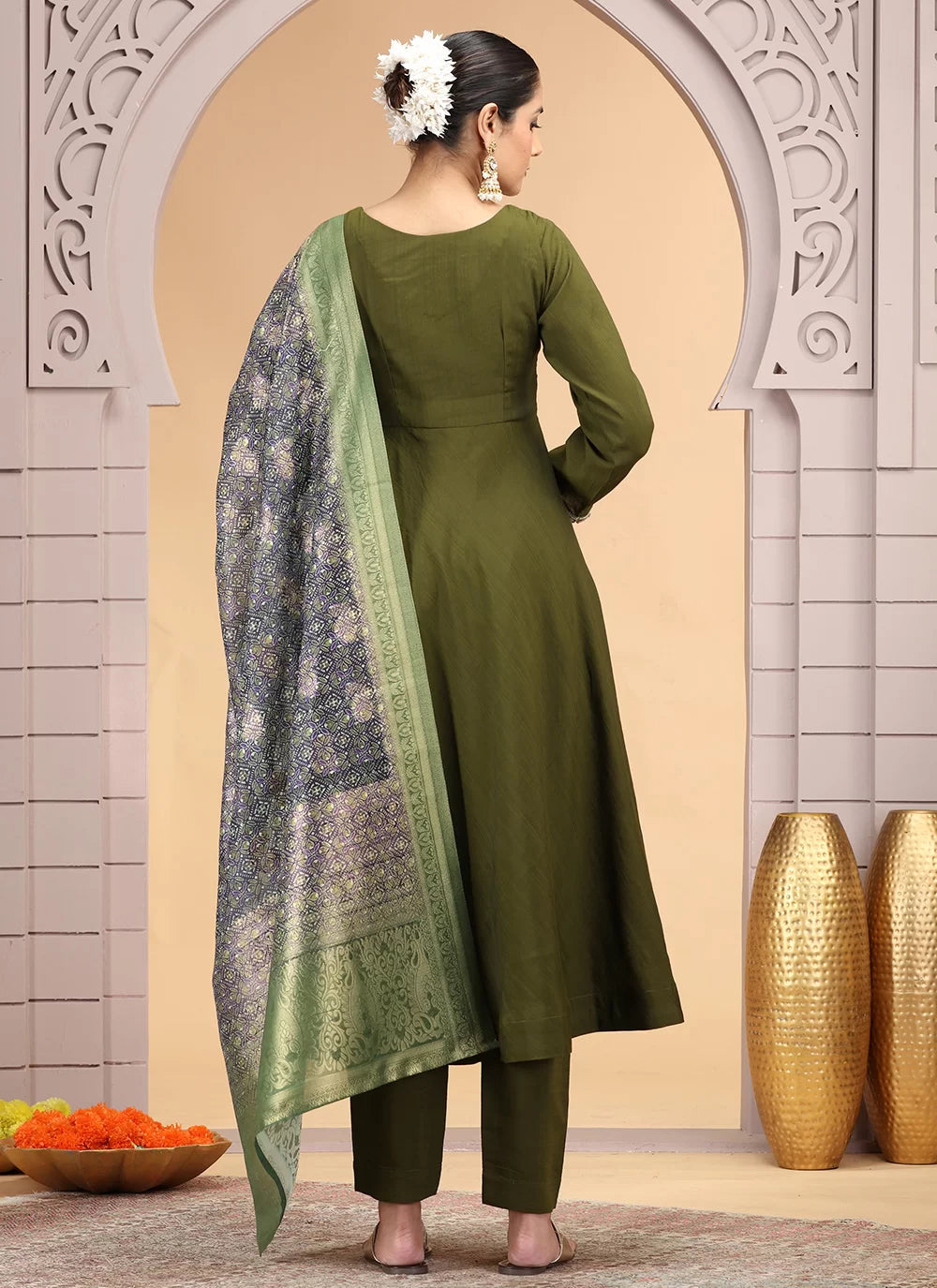 Chhap Green Colour Chiffon Hand Work Salwar Suit - Distacart