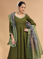 Chhap Green Colour Chiffon Hand Work Salwar Suit - Distacart