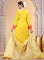 Chhap Yellow Colour Chiffon Hand Work Salwar Suit - Distacart