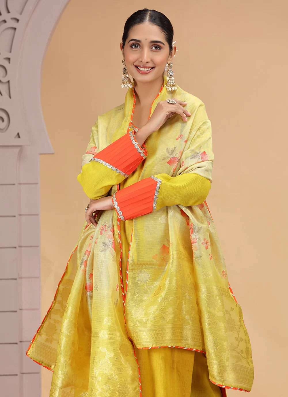 Chhap Yellow Colour Chiffon Hand Work Salwar Suit - Distacart