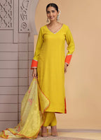 Chhap Yellow Colour Chiffon Hand Work Salwar Suit - Distacart