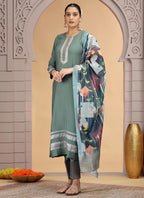 Chhap Tissue Green Colour Chiffon Hand Work Salwar Suit - Distacart