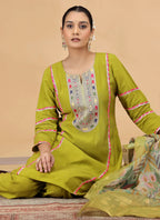 Chhap Mehendi Yellow Colour Chiffon Embroidery Salwar Suit - Distacart