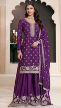 Anaita Purple Chinon Embroidered Thread Work Stitched Salwar Suit - Distacart