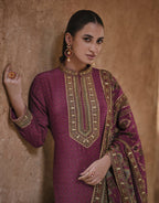 Anaita Purple Silk Readymade Palazzo Suit with Swarovski Work - Distacart
