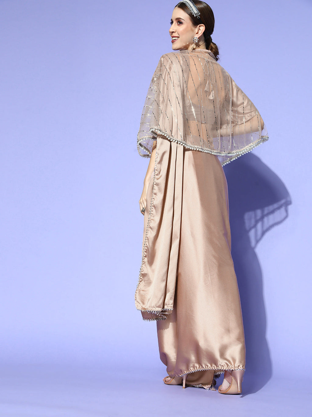 Tikhi Imli Satin Saree With Cape - Distacart