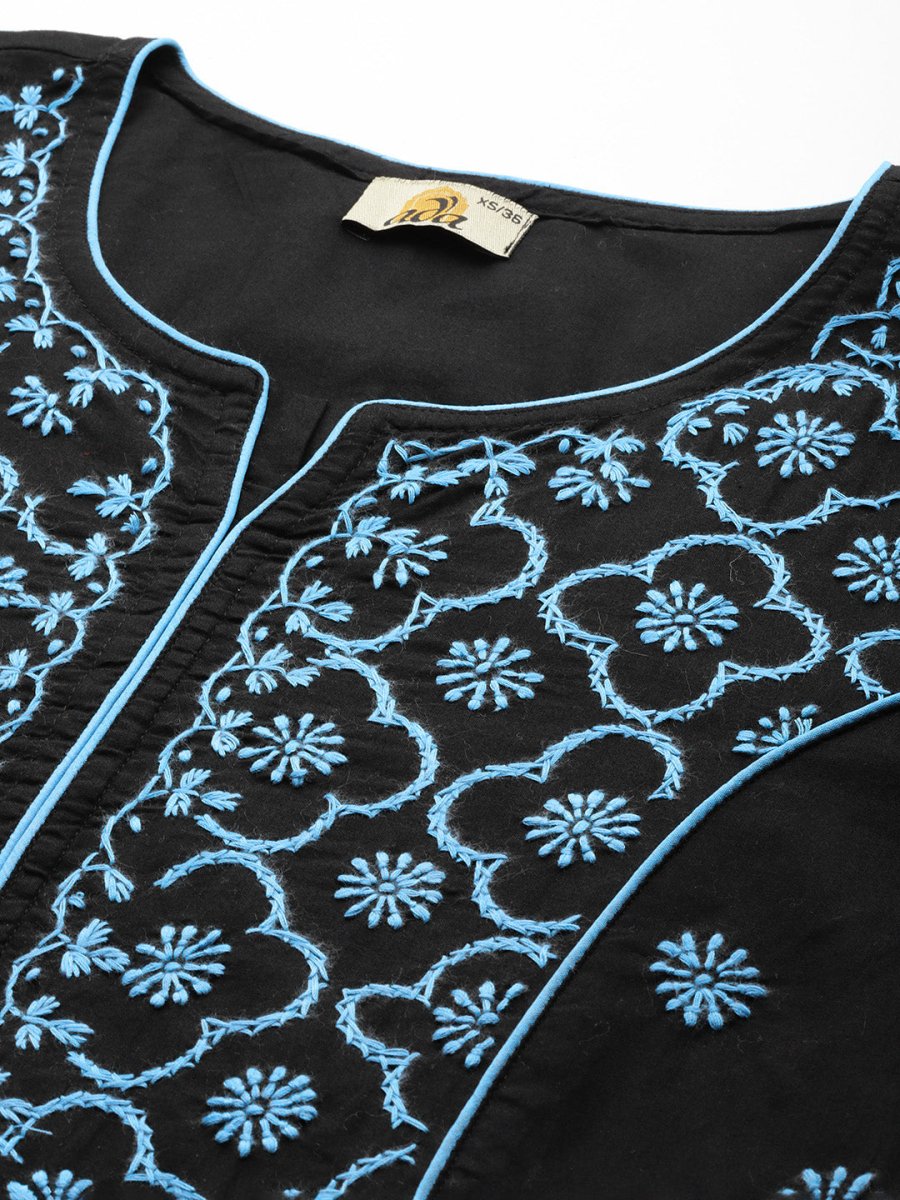 ADA Women Floral Embroidered Cotton Chikankari Kurta