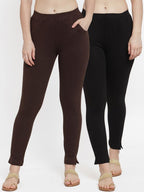 TAG 7 Women Pack Of 2 Solid Straight-Fit Ankle-Length Leggings