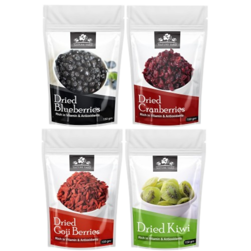 Nature Yard Dried Blueberry, Whole Dried Cranberry, Goji Berry, & Kiwi dry fruit - Distacart