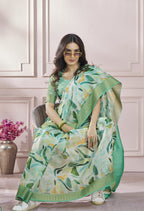Anaita Light Green Printed Pure Modal Silk Saree With Blouse - Distacart