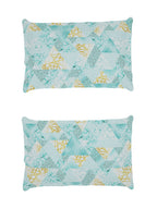 Story@home Arena Blue & Gold-Toned Printed 180 TC Bedsheet & Pillow Covers - Distacart