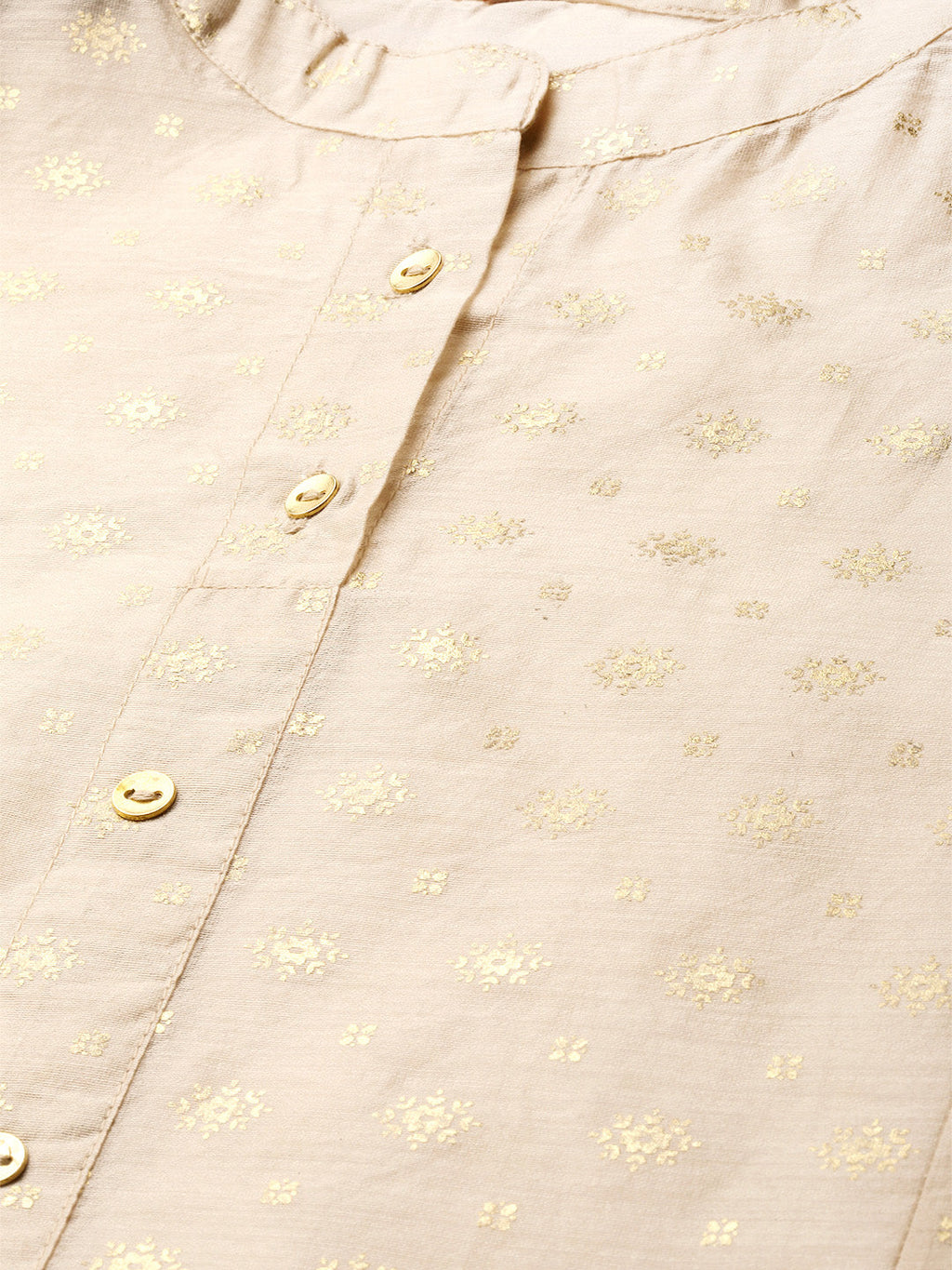 Juniper Womens Beige Chanderi Foil Print Kurta - Distacart
