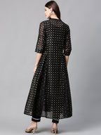 Juniper Womens Black Chanderi Foil Print Kurta - Distacart