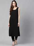Juniper Womens Black Chanderi Foil Print Kurta - Distacart