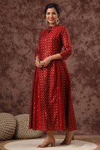 Juniper Womens Maroon Chanderi Foil Print Kurta - Distacart