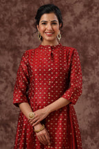 Juniper Womens Maroon Chanderi Foil Print Kurta - Distacart