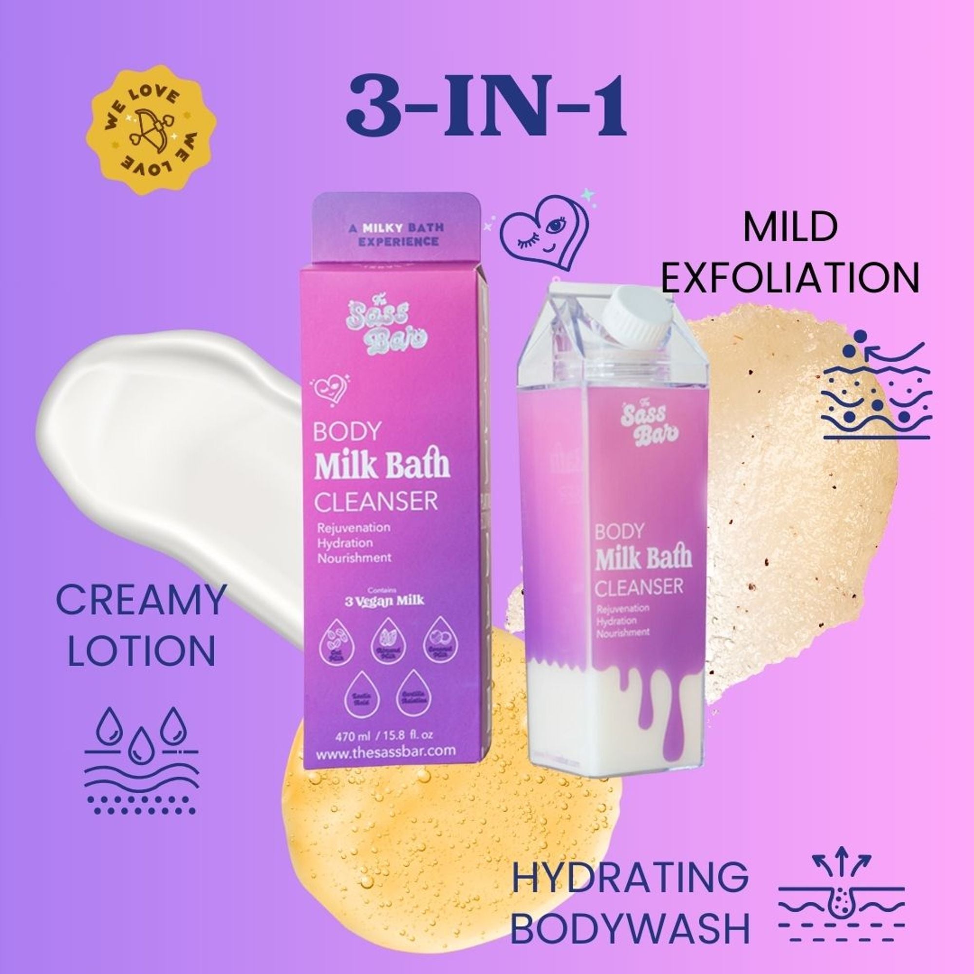 The Sass Bar Dusk Exfoliating Bodywash with Lactic Acid + Centella for Sensitive Skin
