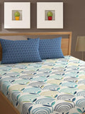 Bajo's White & Green Ethnic Motifs 350 TC Cotton King Bedsheet with 2 Pillow Covers