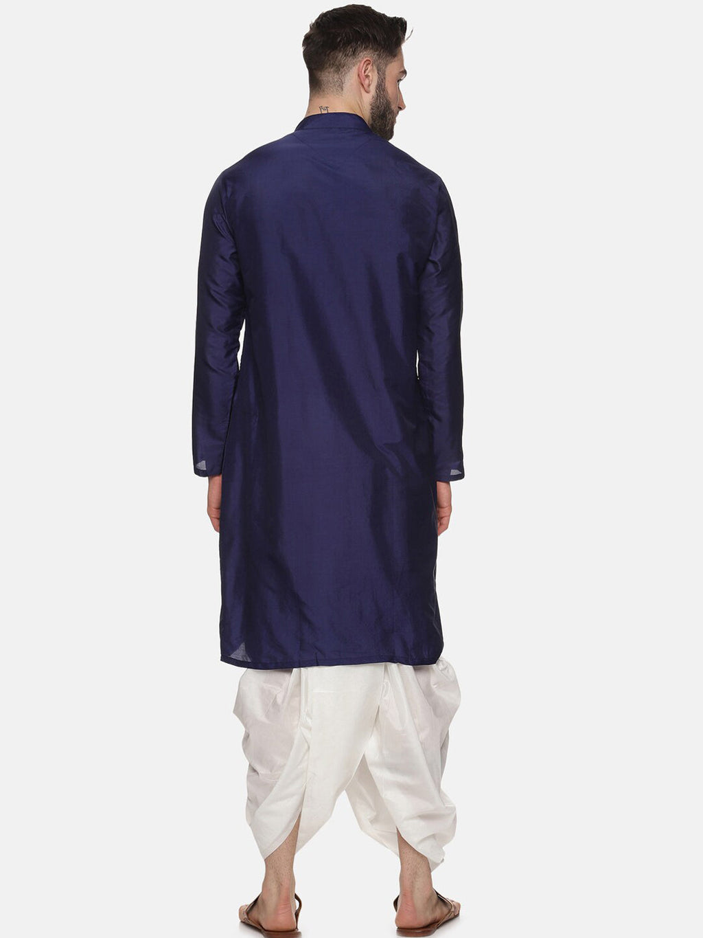 Sethukrishna Men Navy Blue Angrakha Kurta with Dhoti Pants - Distacart