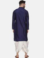 Sethukrishna Men Navy Blue Angrakha Kurta with Dhoti Pants - Distacart