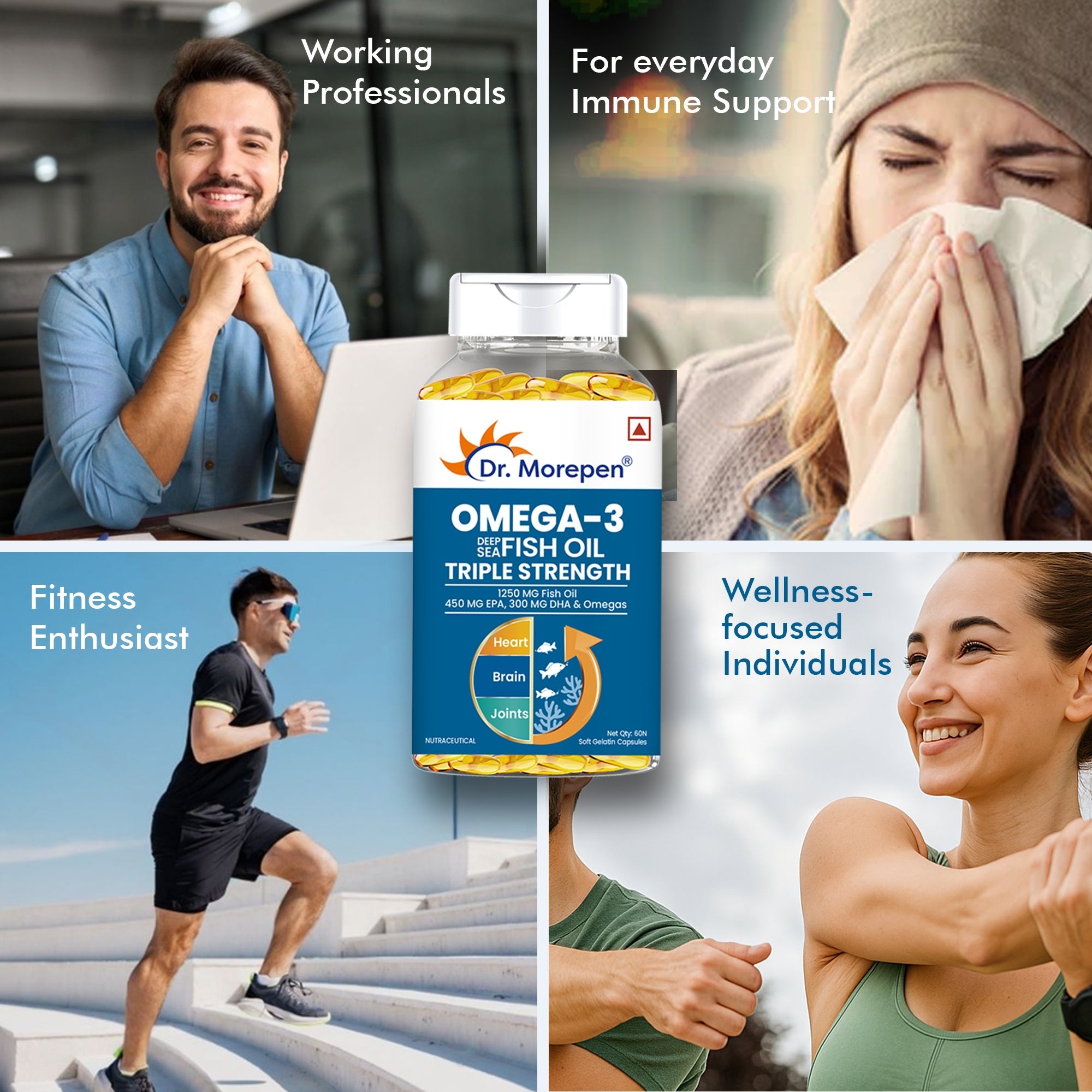 Dr. Morepen Omega-3 Deep Sea Fish Oil Triple Strength Softgels - Distacart