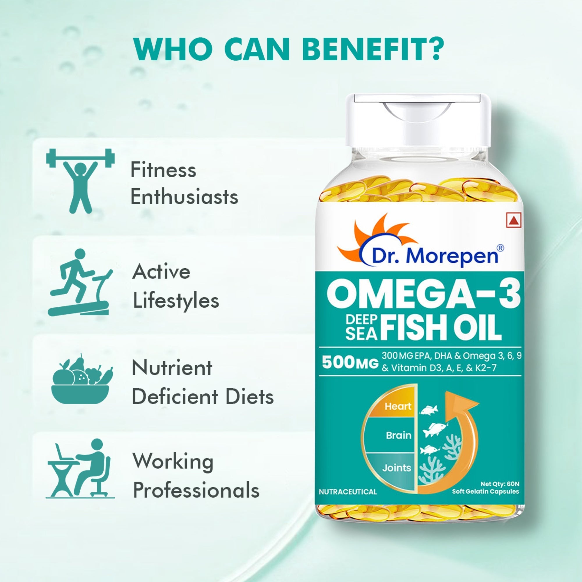 Dr. Morepen Omega-3 Deep Sea Fish Oil 500mg Softgels - Distacart